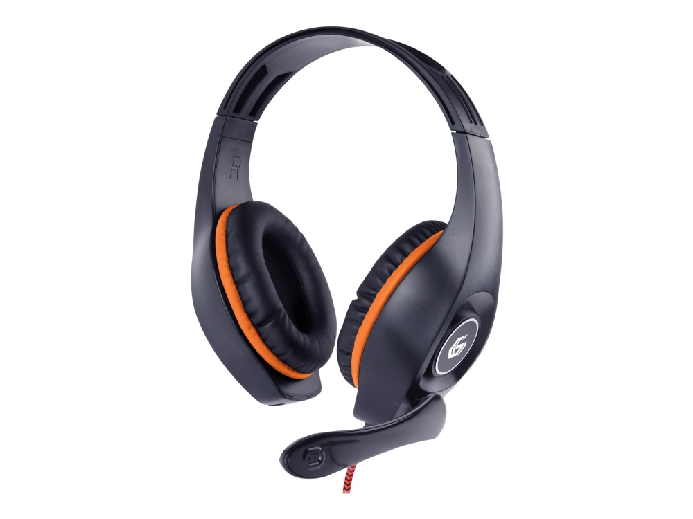 Gaming headset med volumenkontrol - Orange/Sort 3,5 mm