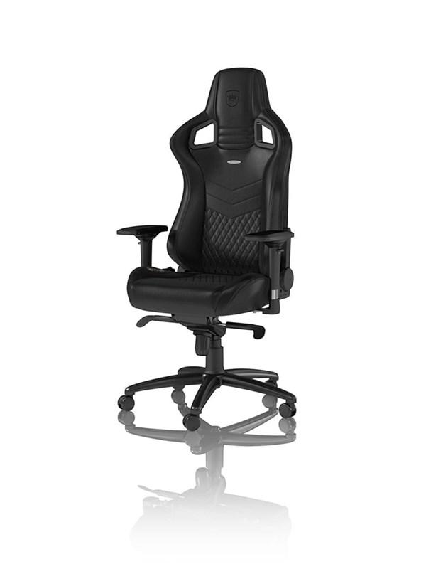 Epic Real Leather   Black Gamer Stol   Sort   Læder   Op Til 120 Kg Noblechairs