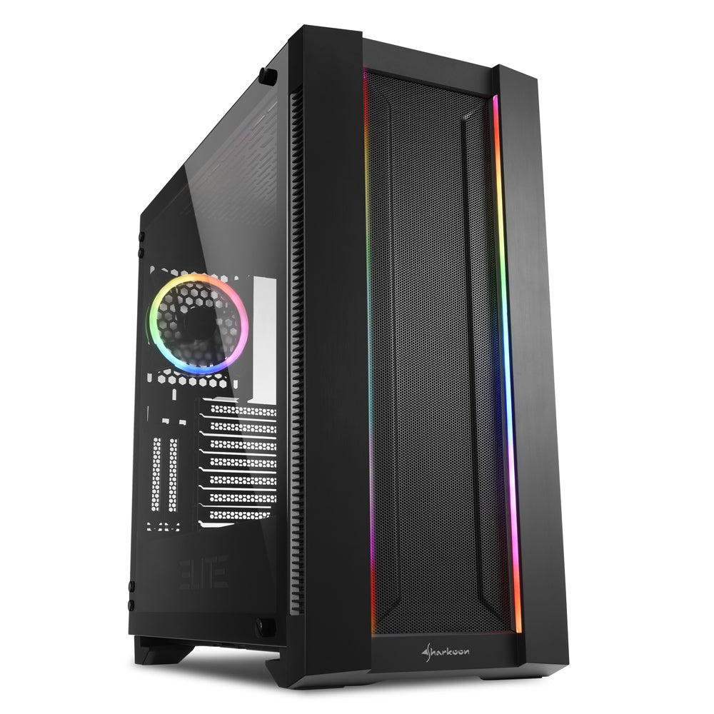 Elite Shark CA200M Gaming Midi Tower Kabinet - Sort & Glas