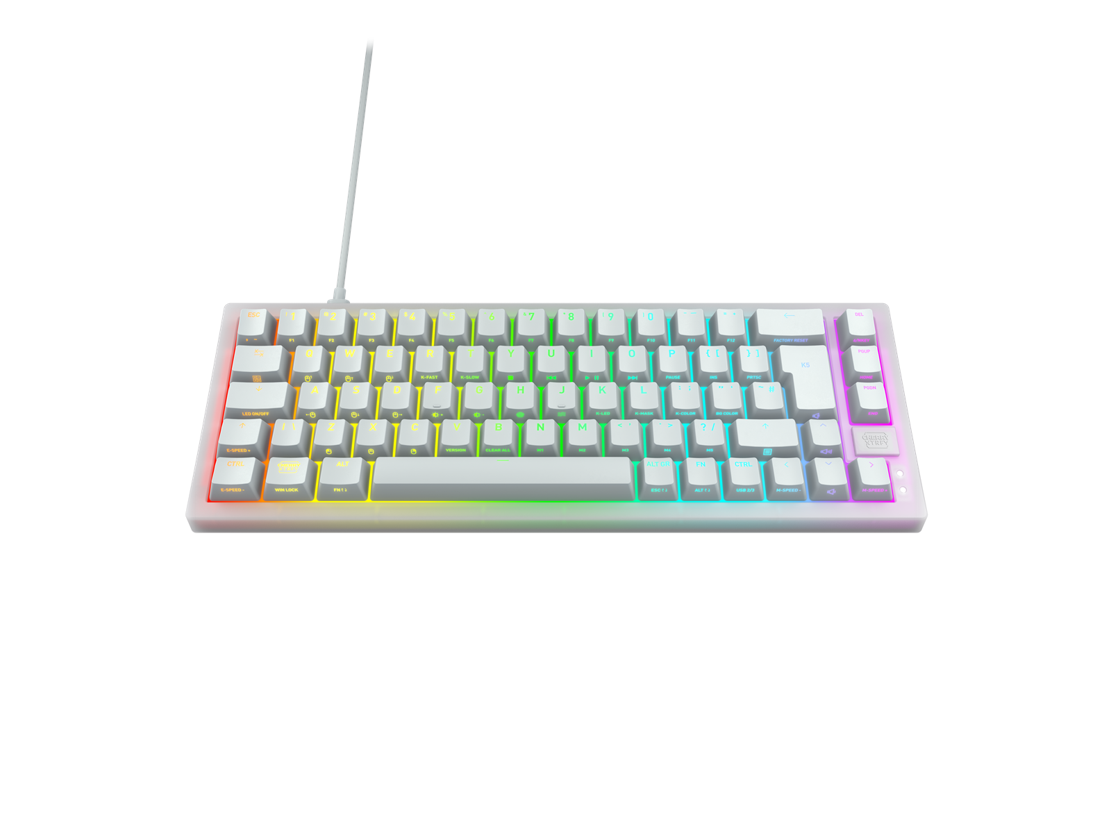 K5v2 Rgb, Compact Mekanisk Tastatur, 65%, Gennemsigtig Hvid, Nordic Xtrfy
