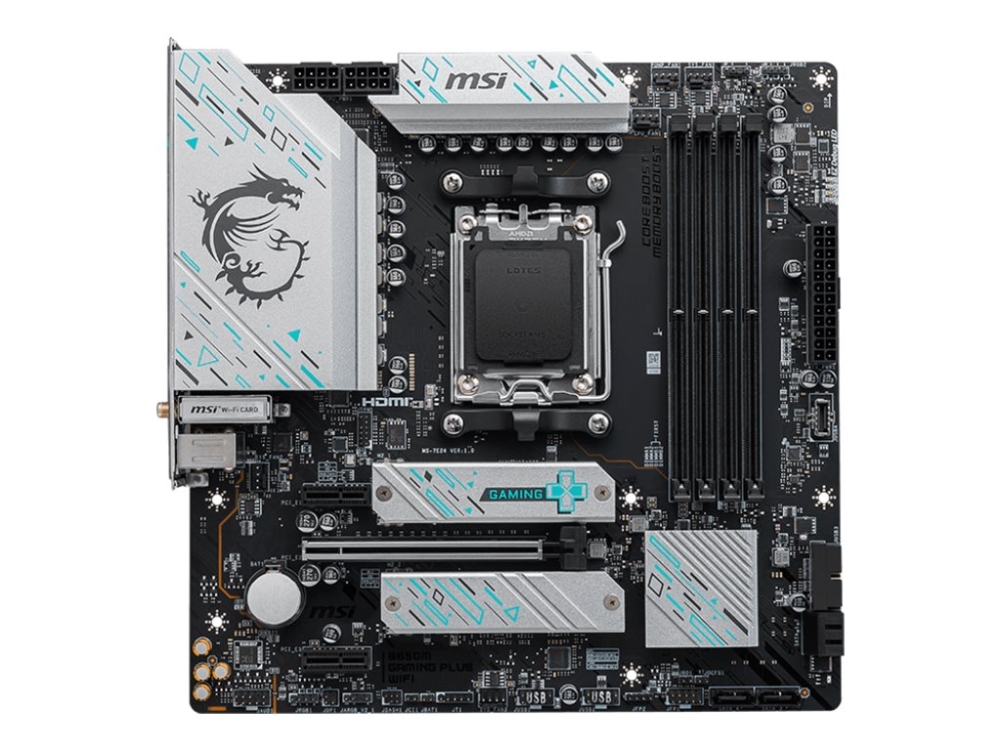 B650m Gaming Plus Wifi   Bundkort   Micro Atx   Socket Am5   Amd B650 Chipset   Usb 3.2 Gen 1, Usb 3.2 Gen 2, Usb C 3.2 Gen2   Wi Fi, Bluetooth, Msi