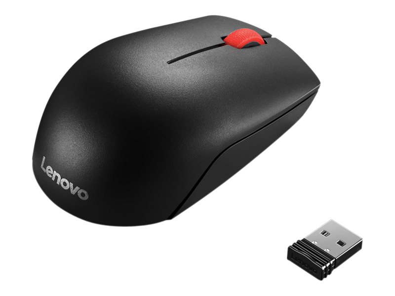 Essential Compact   Mus   Højre  Og Venstrehåndet   3 Knapper   Trådløs   2.4 Ghz   Trådløs Modtager (usb)   Sort   Oem Lenovo