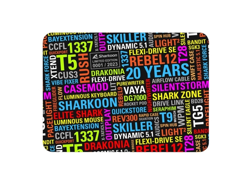 20 Years Mouse Mat, Flerfarvet, Billede, Gummi, Tekstil, Skridsikker Bund, Gaming Musemåtte Sharkoon