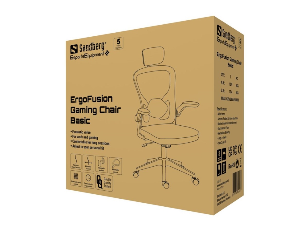Ergofusion Basic   Spillestol   Ergonomisk   Armstøtter   Vippe   Drejeled   Netstof Sandberg