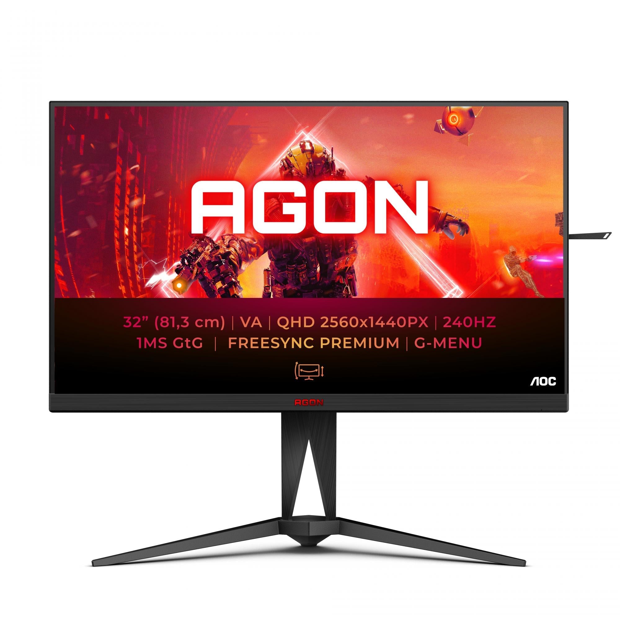 Ag325qzn/eu 32â, 16:9, 400cd/m2, 2560x1440, 2 X Hdmi, 2 X Displayport, Headphone Out Aoc