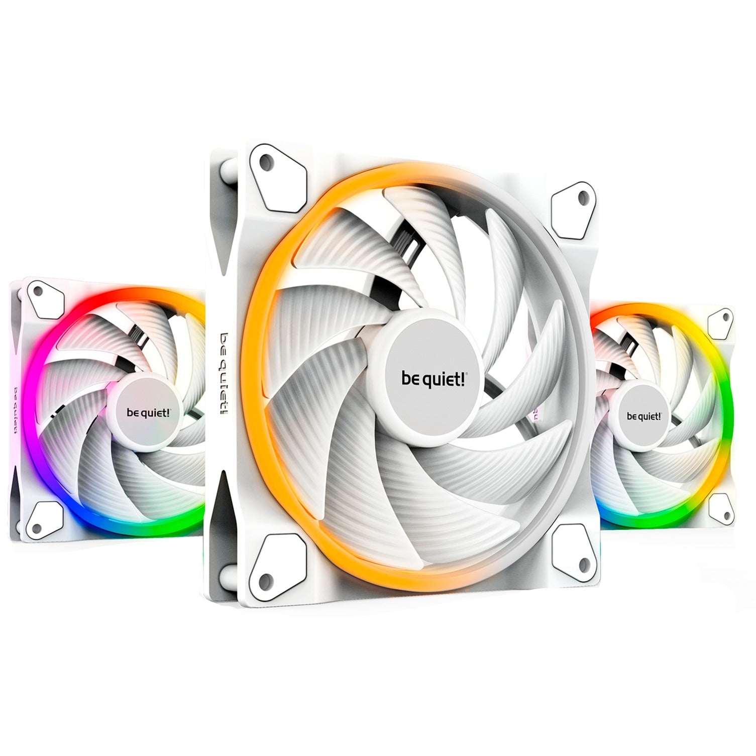 ! Light Wings White 120mm Pwm High Speed Triple Pack, Case Fan (white, Pack Of 3, Incl. Argb Hub) Be Quiet